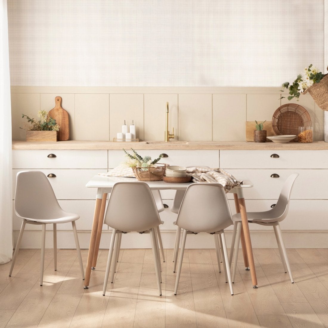 Chaise en polypropylène beige Nina - 5