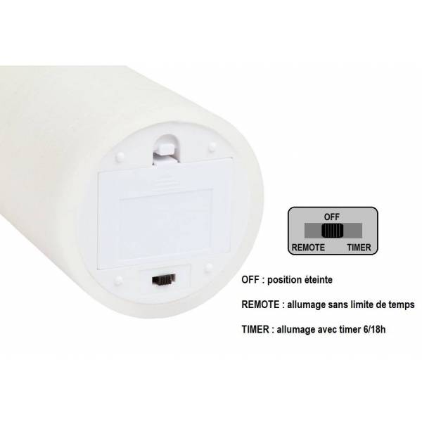 Bougie LED à piles en cire naturelle Blanche Flamme en mouvement H18cm Timer Blanc chaud Lotti - 3