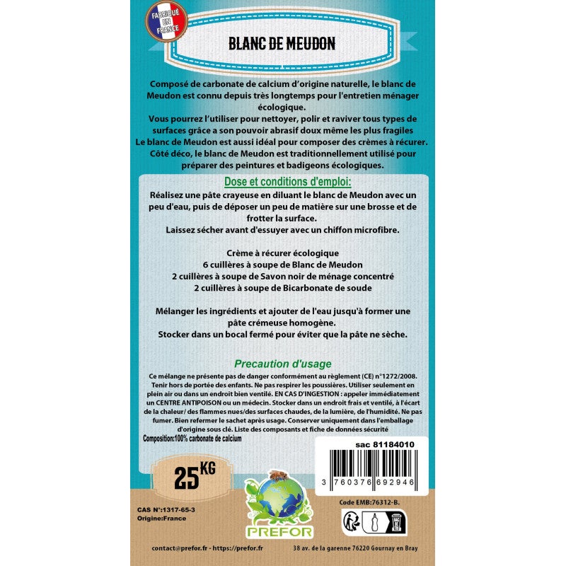 Blanc de meudon sac 25kg - 2