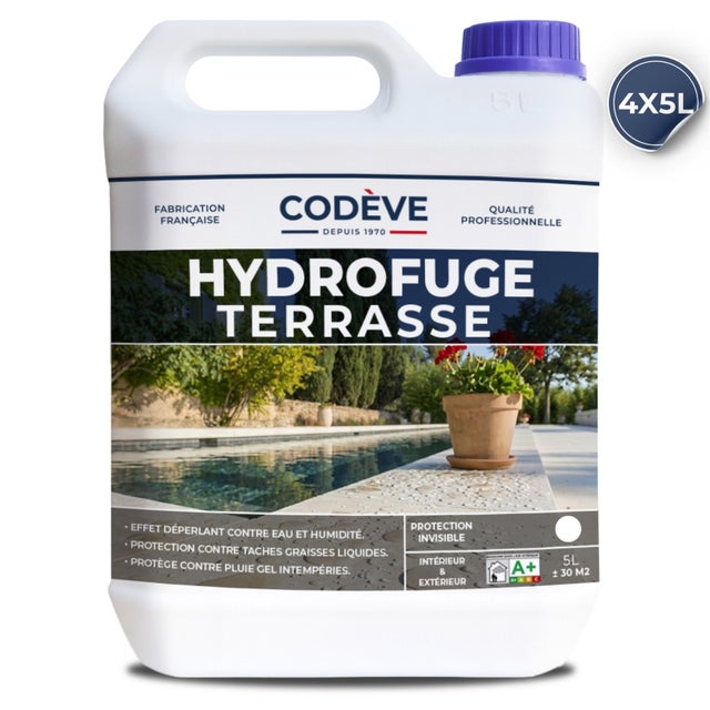 Hydrofuge Terrasse - 20 L - Codeve Bois - Incolore Pour Votre Terrasse En Travertin, Béton, Ciment Ou Pierre.