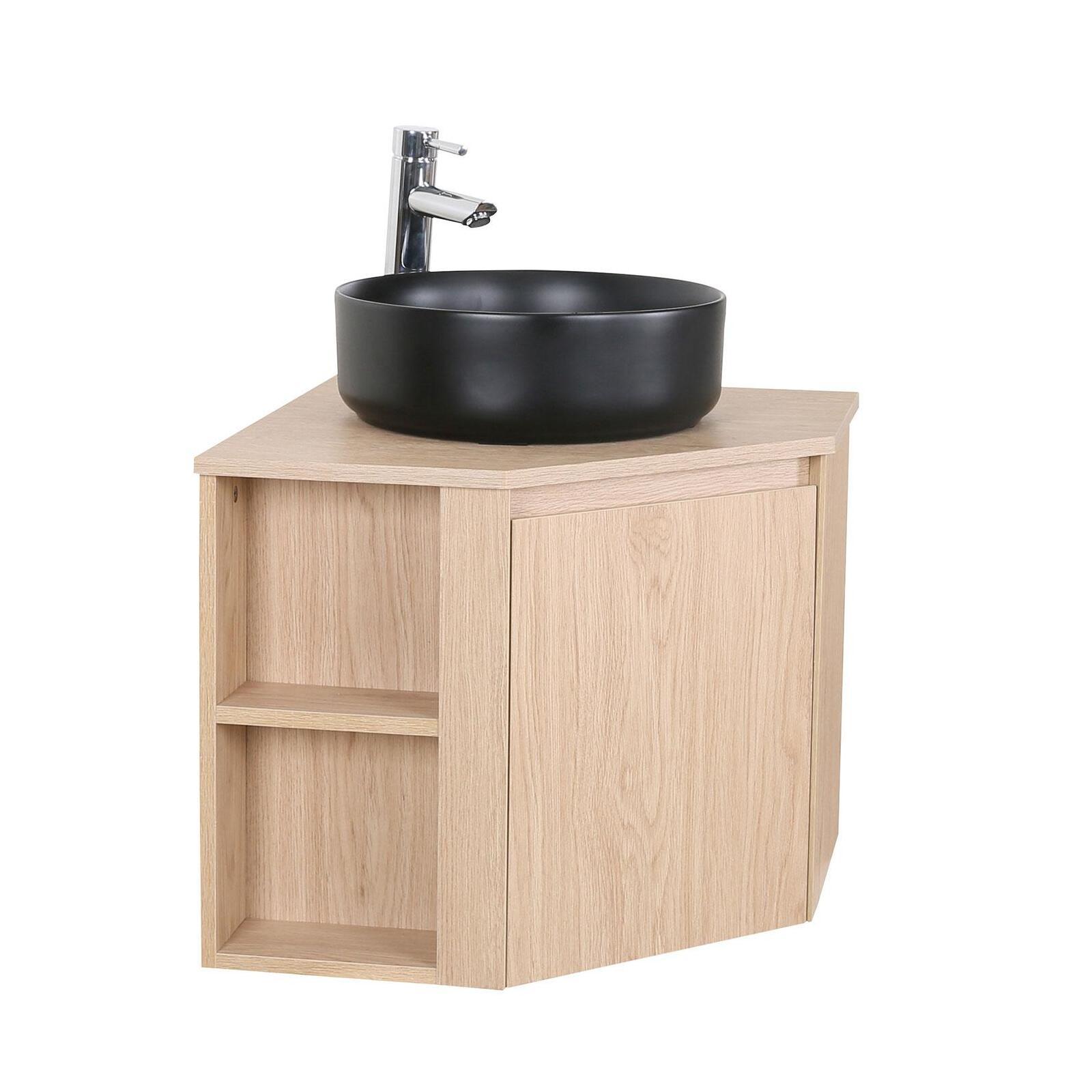 Ensemble meuble sous vasque d'angle SORRENTO + vasque noire + robinet - 2