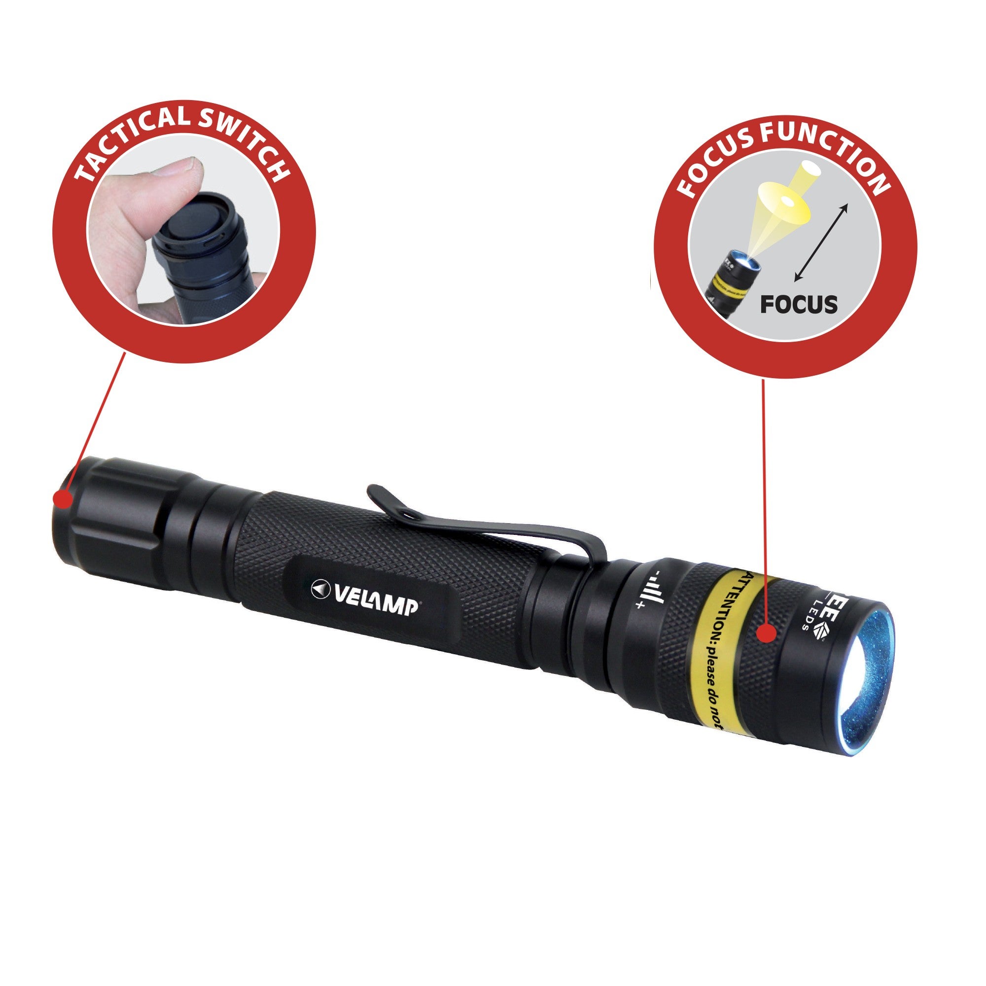 KOST: torche LED 3W CREE en aluminium. Interrupteur tactique et zoom - 2