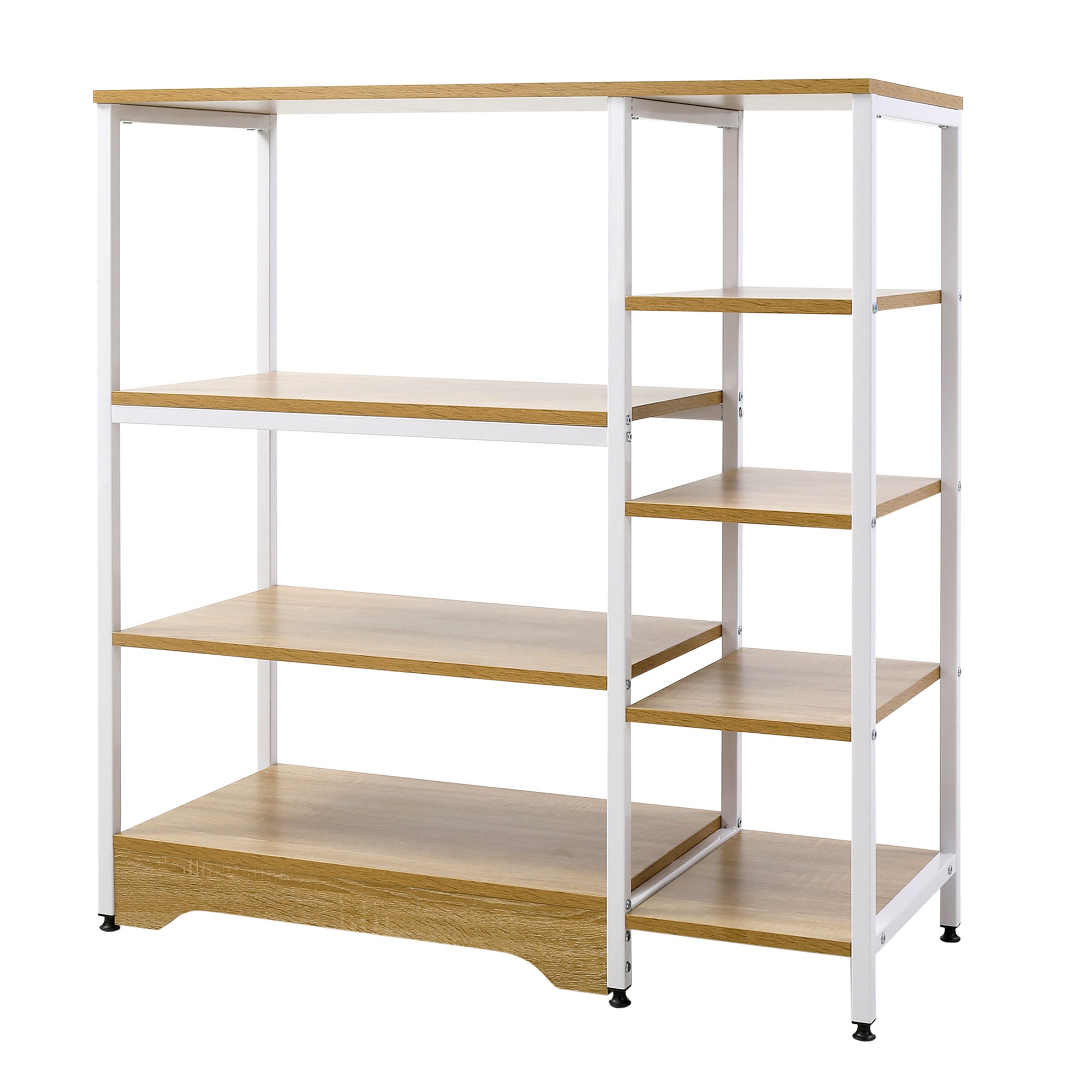 Estante de cocina estantería para microondas horno multiusos con 7 estantes de almacenamiento para utensilios libros plantas 90x40x95 cm madera