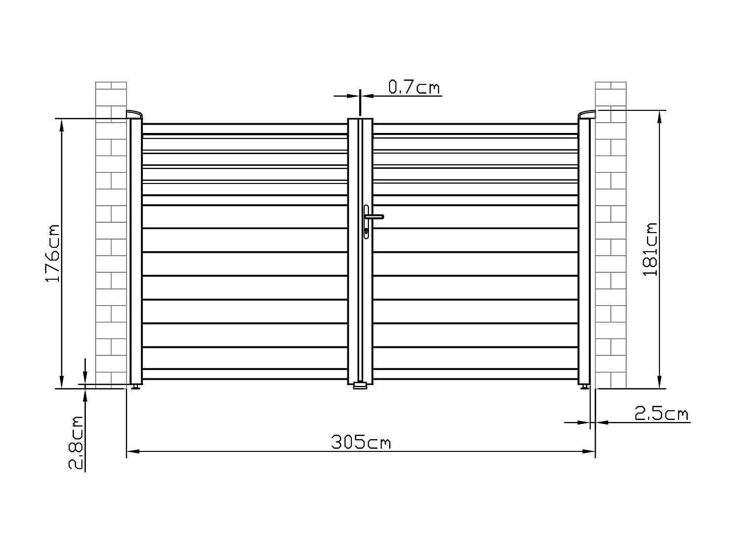 Portail battant aluminium persienné L305 x H180 cm anthracite - VIAZO - 5