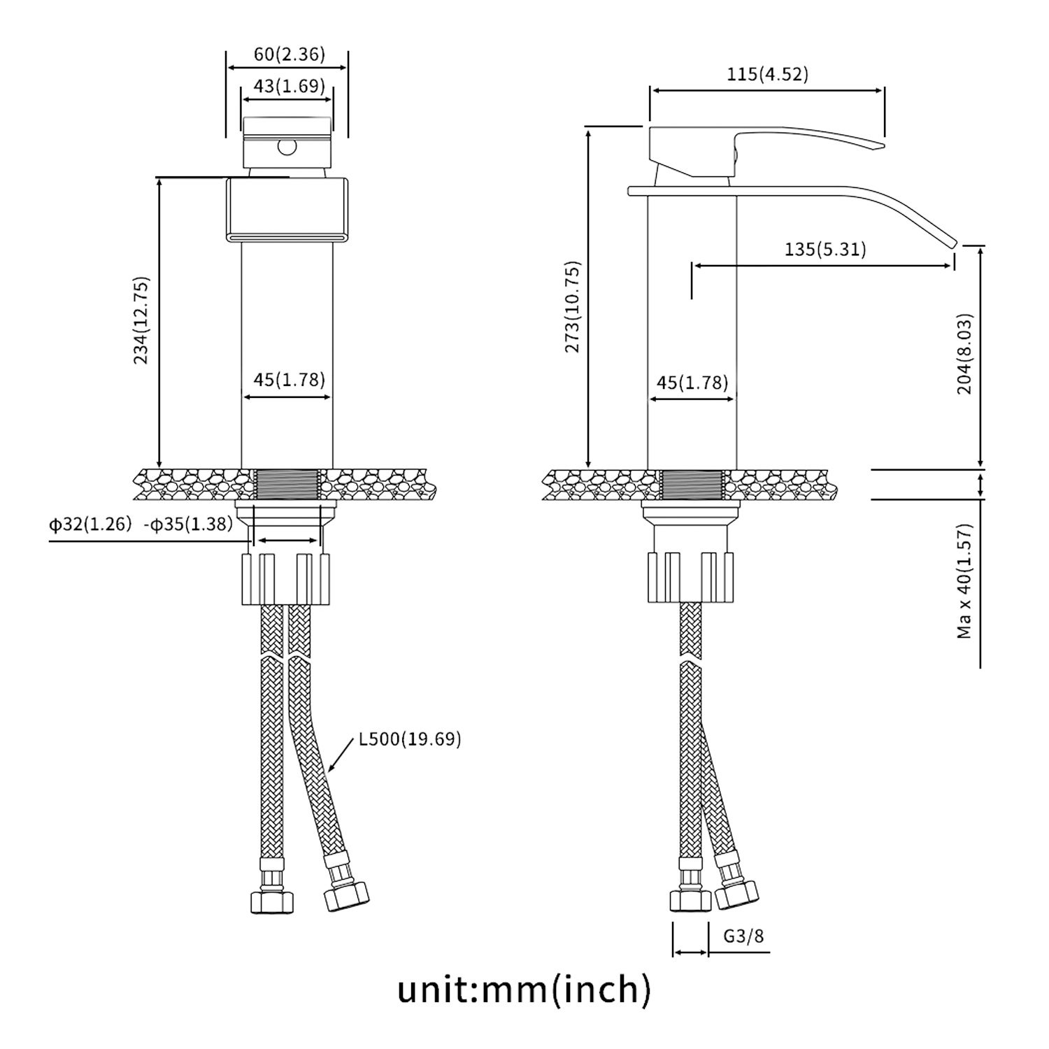 Auralum max Mitigeur de Lavabo Noir XL Robinet de Lavabo en Cascade Robinet pour Salle de Bain Mitigeur de lavabo et vasque - 8