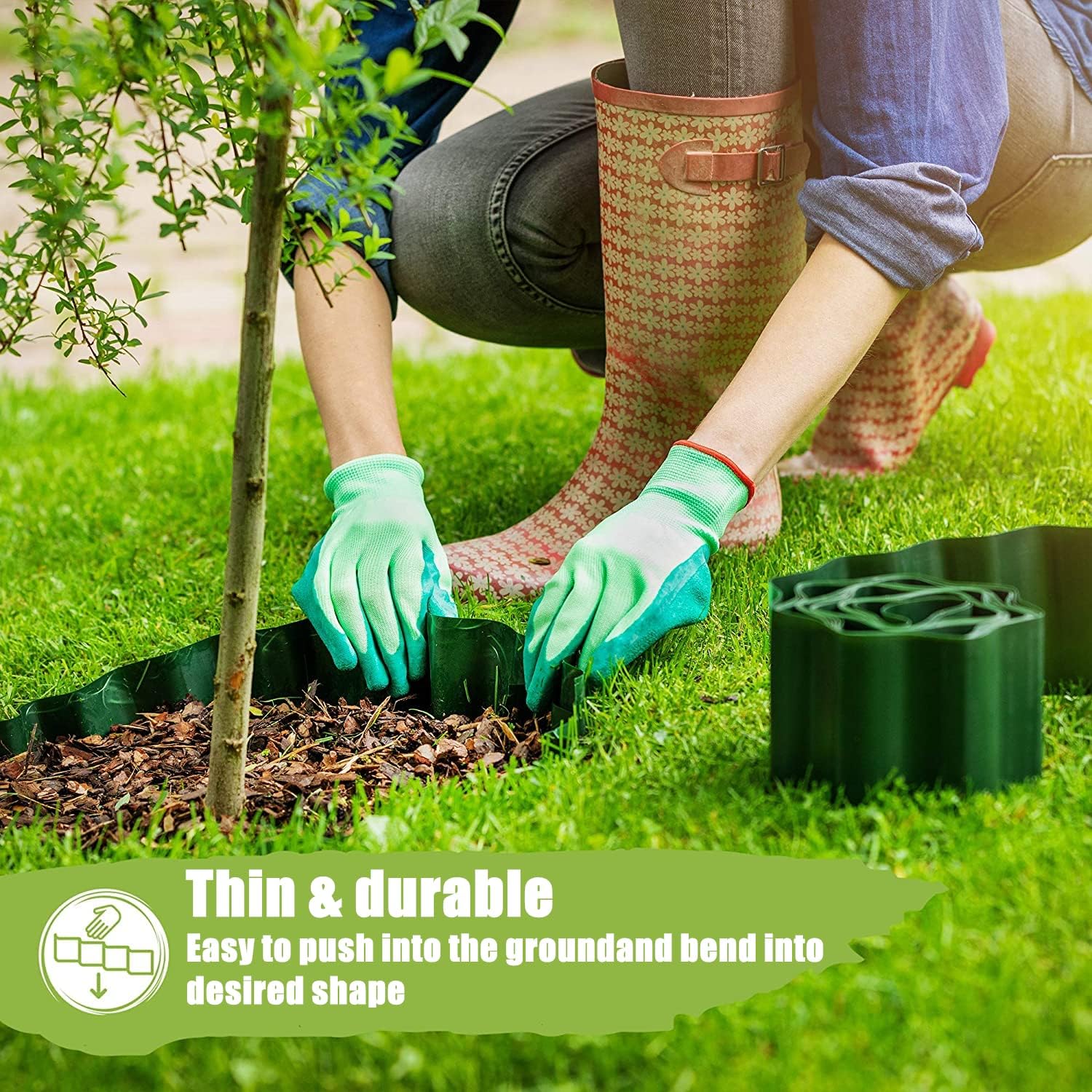 Bordure de Jardin en Plastique, 9m x 10cm Clôture de Bordure de Pelouse Flexible pour Bordures de Jardin, Parterres de Fleurs et L'aménagement Extérie - 3