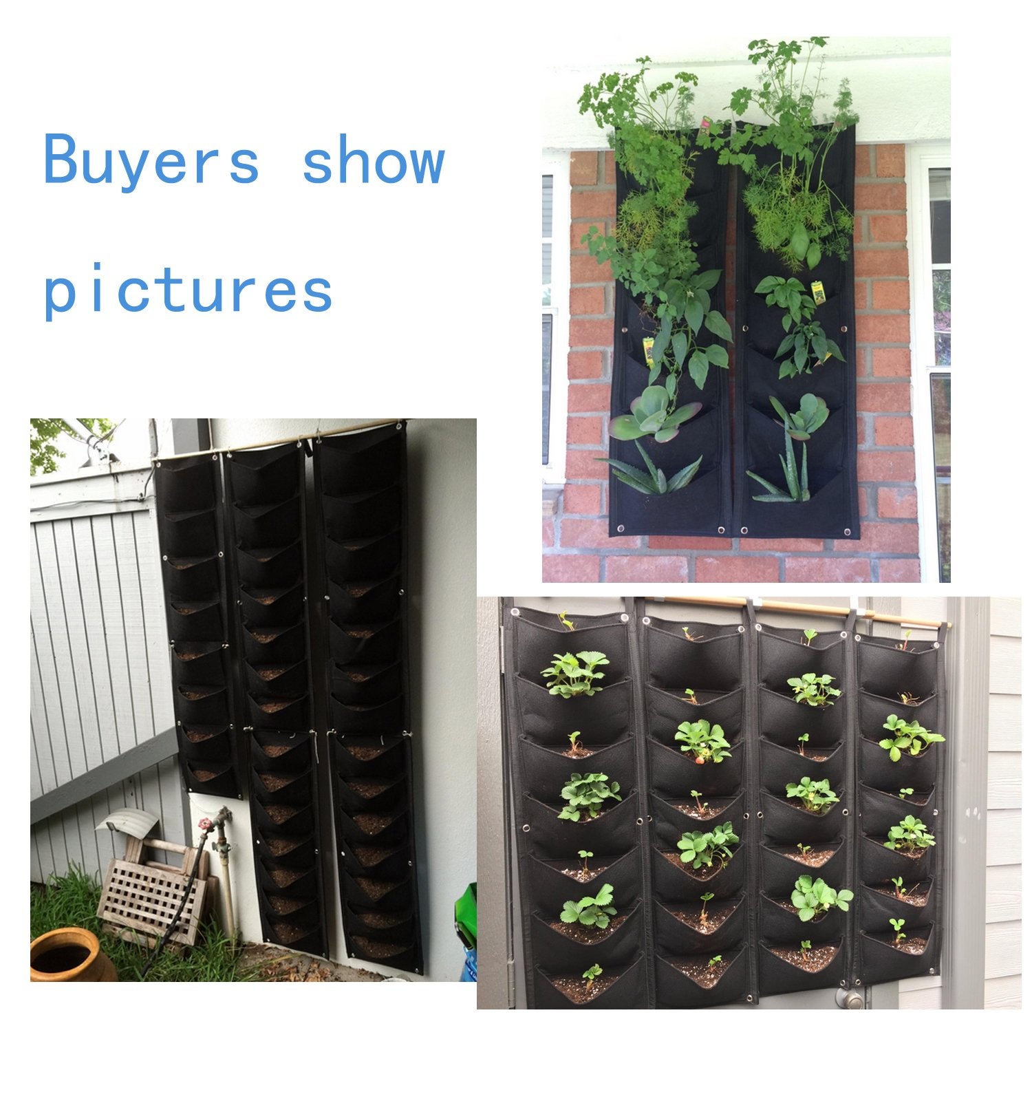 Jardinières murales verticales suspendues, 2 paquets, sacs de culture à 7 poches pour balcon, jardin, cour, bureau, décoration de la maison - 5