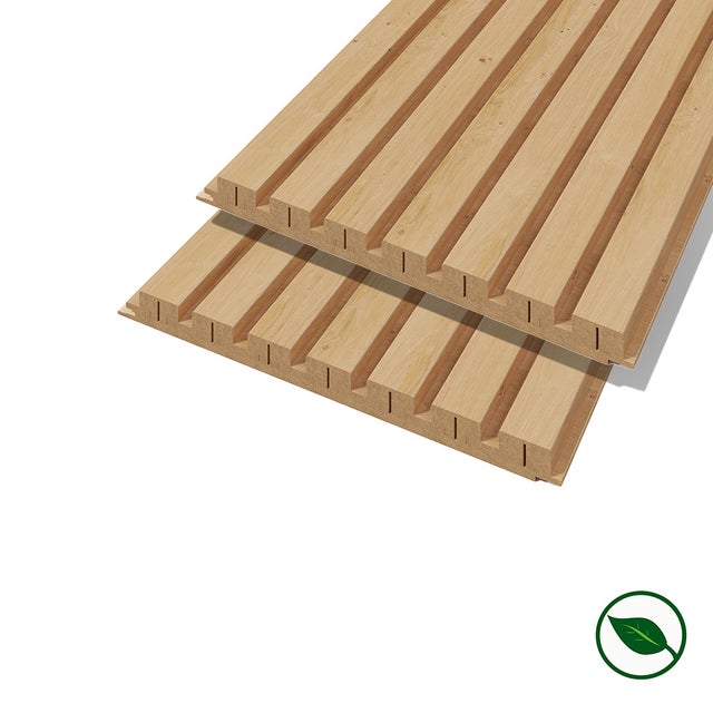 Lot de 2 demi-Panneaux mural décoratif lamelles MDF chêne clair 1250 x 287 x 20 mm-0,72 M2 PEFC 70%