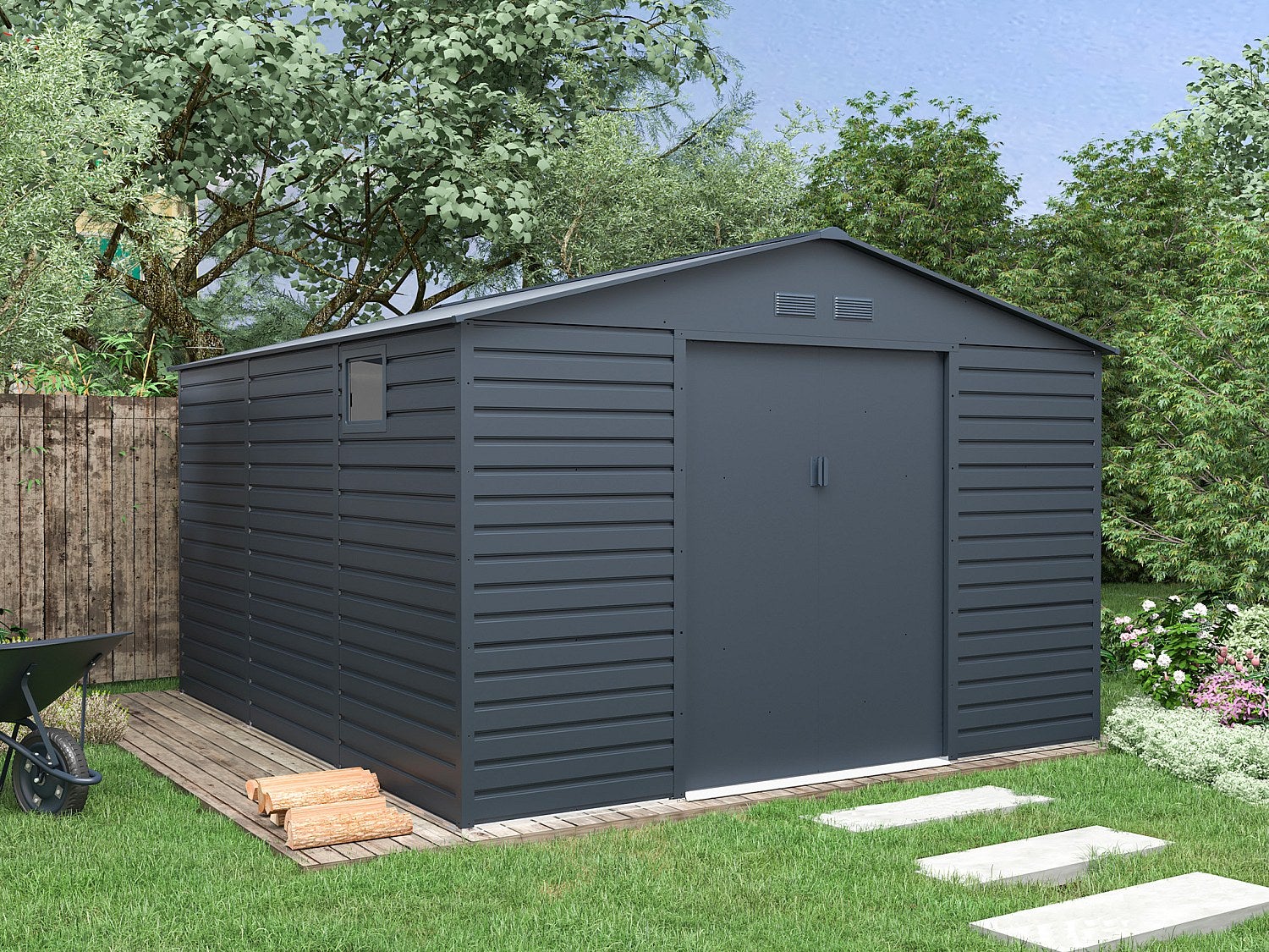 Schowek ogrodowy z metalu/ocynkowanej stali - Antracytowy - 13,12 m² - ADELMO