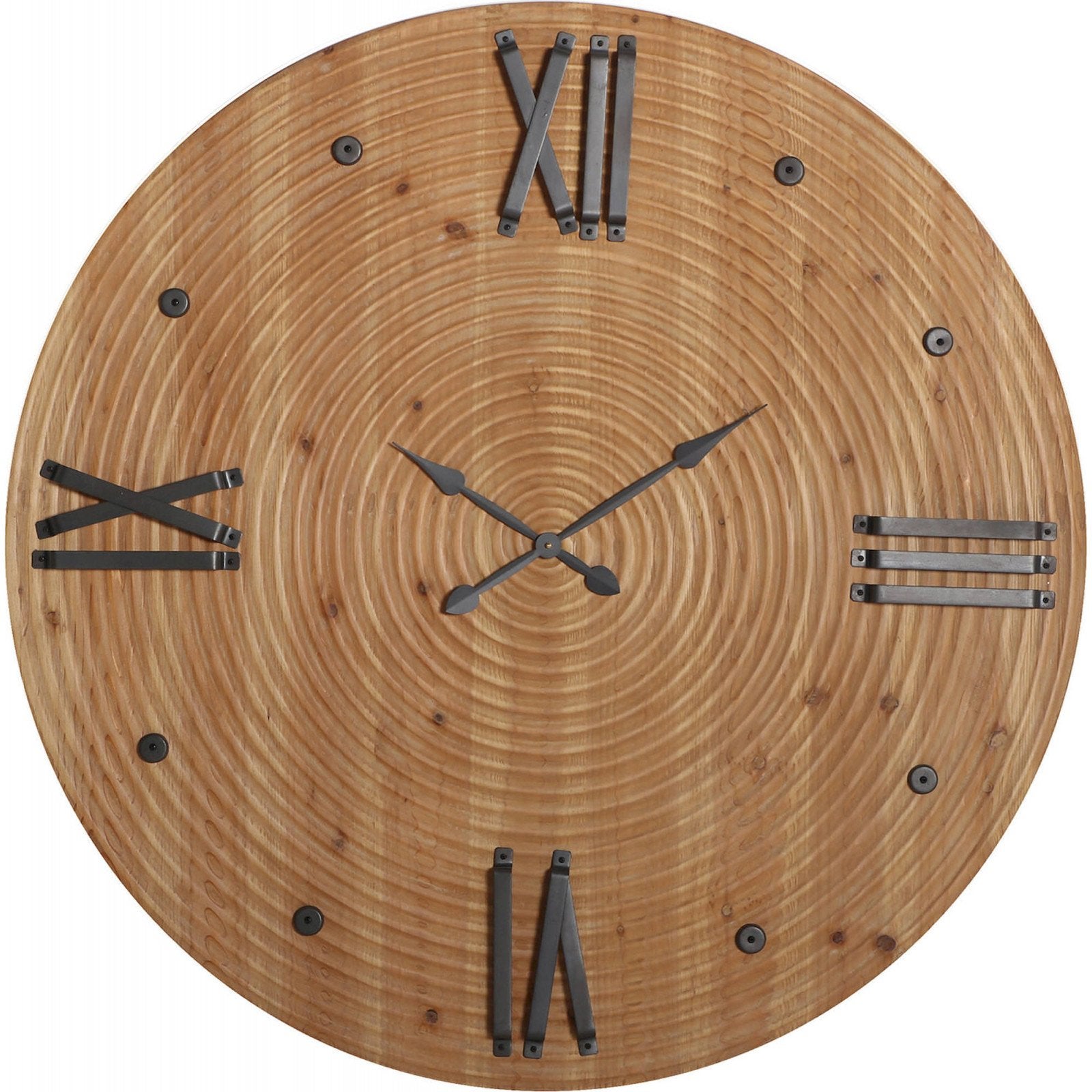Grand Horloge Murale Marron De Style Ethnique En Mdf - Horloge