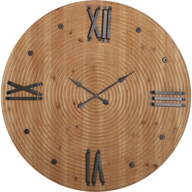 Grand Horloge Murale Marron De Style Ethnique En Mdf - Horloge Grand Horloge Murale Marron De Style Ethnique En Mdf - Horloge