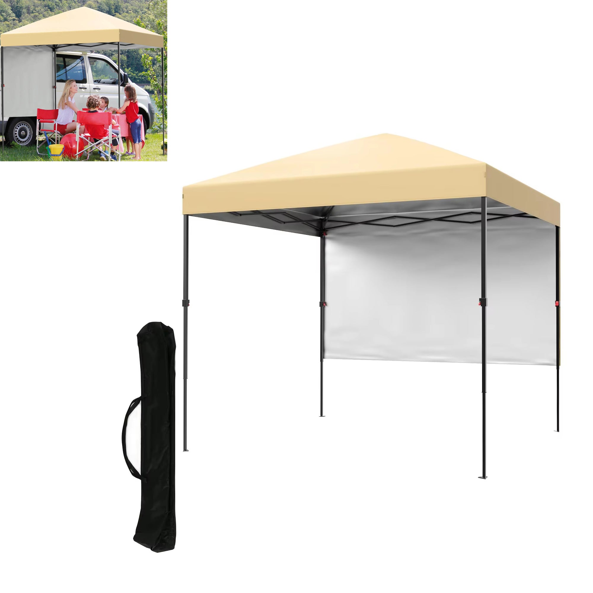 Carpa para jardín con paneles laterales,protección uv, carpa de camping, carpa para puestos,ideal para playas y zonas de piscina (2,2x2,2 m,beige)