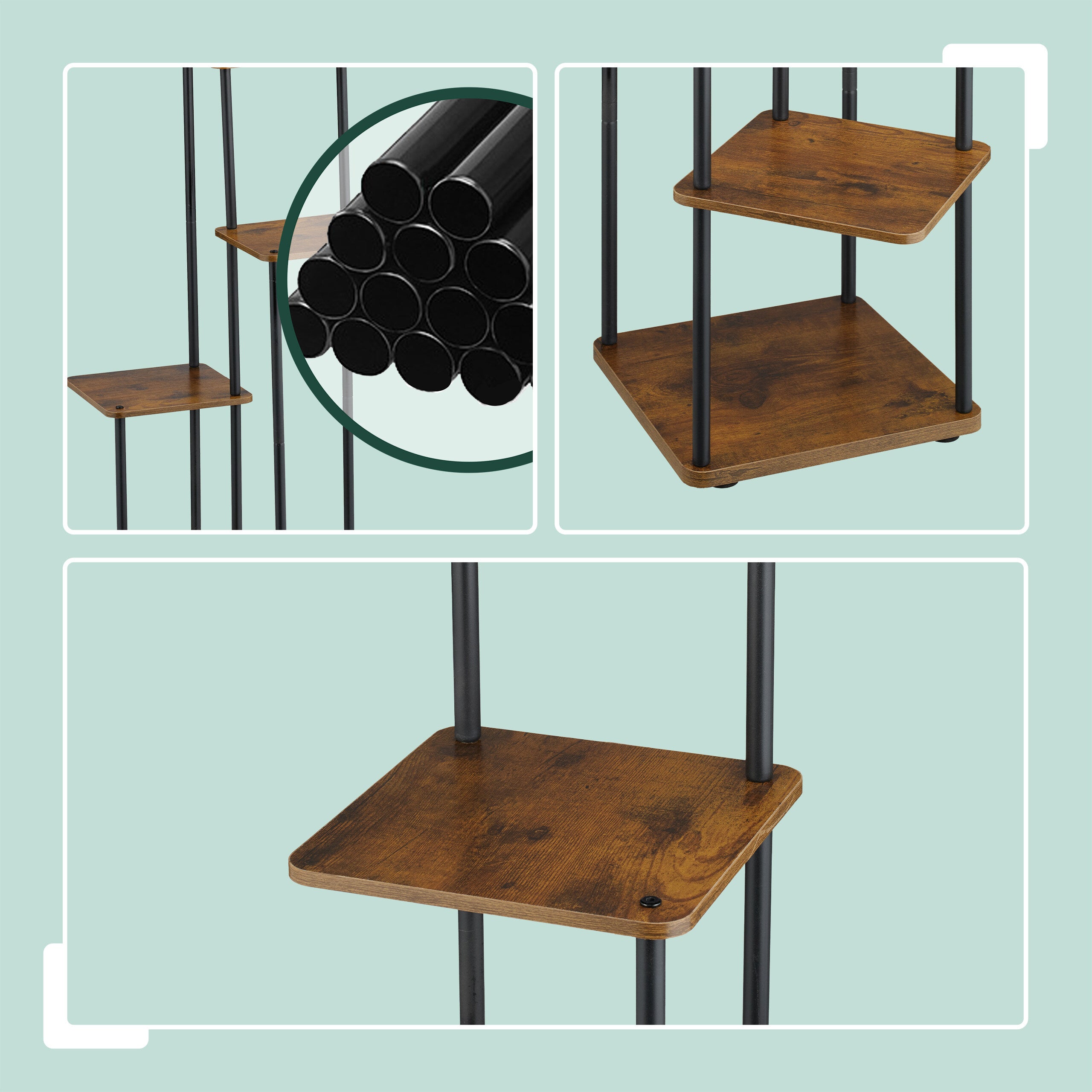 Étagère pour plantes à 5 niveaux pentagonaux, en fer et MDF, 107 x 58 x 58 cm, d'intérieur, Industrial noir, Relaxdays - 5