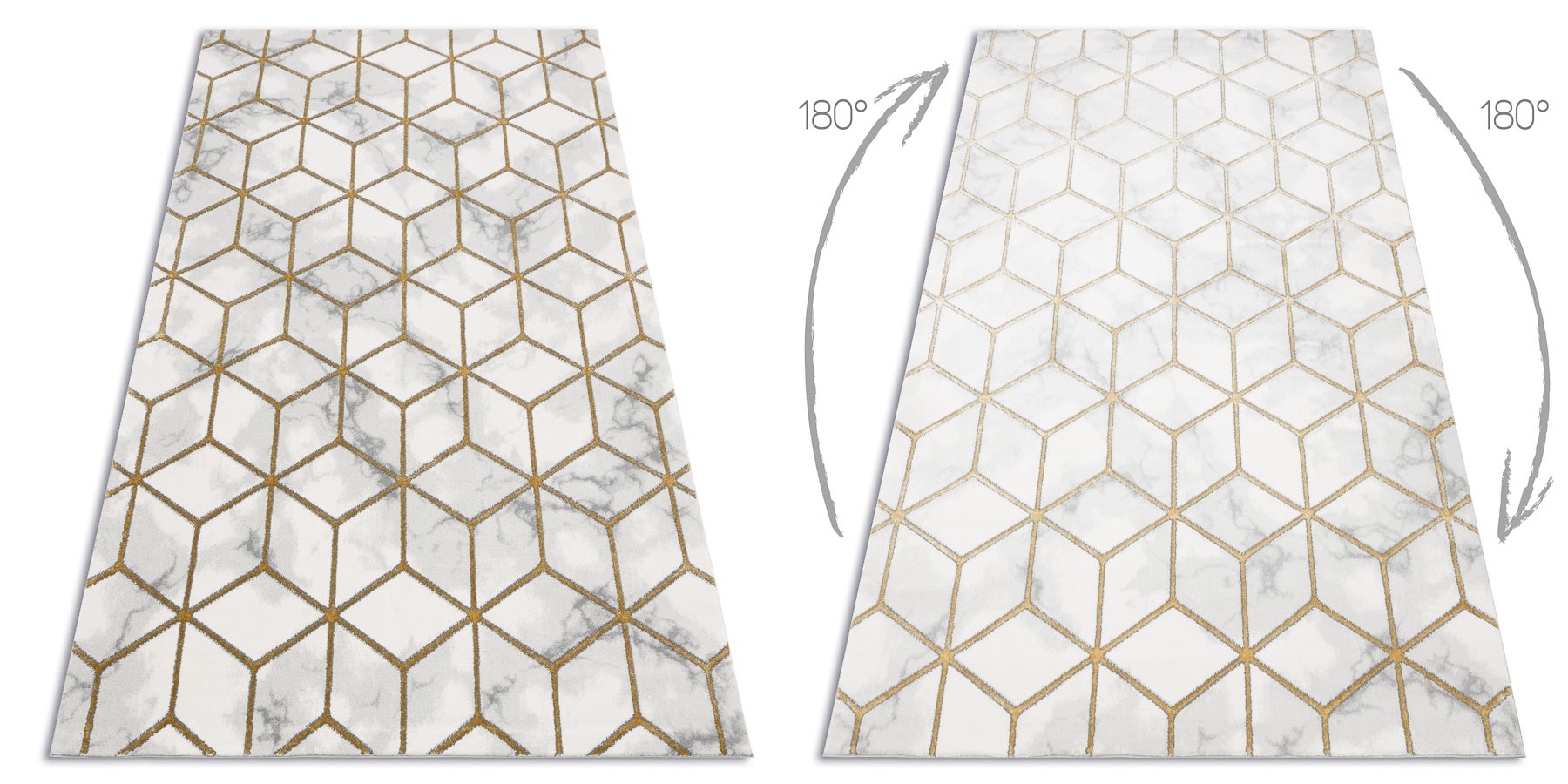 Dywan EMERALD ekskluzywny 1014 glamour, stylowy kostka krem / złoty 180x270 cm - 2