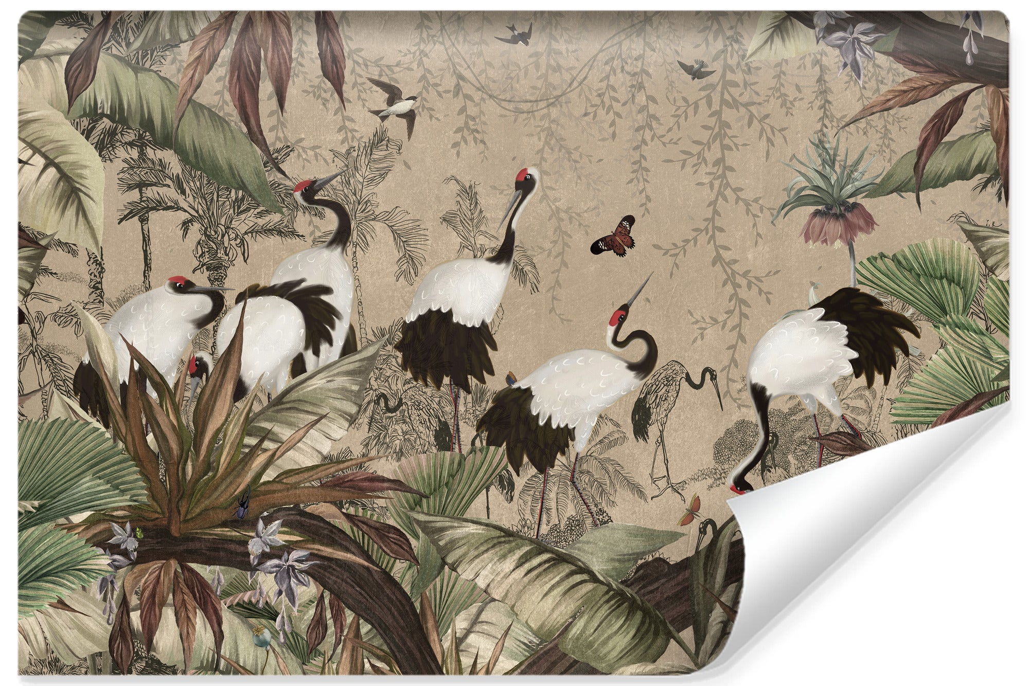 Vlieseline Papier Peint Photo OISEAUX Plantes Vintage Pour Salon 270cm