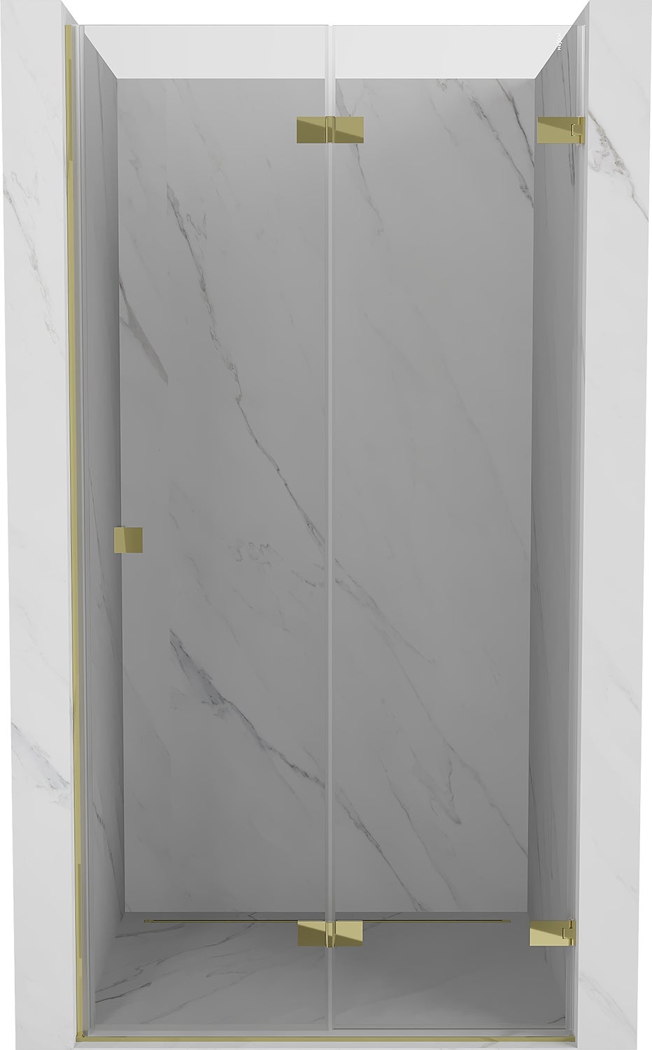 Mexen Lunar-F drzwi prysznicowe składane prawe 90 cm, transparent, złote - 836-090-000-50-00-P