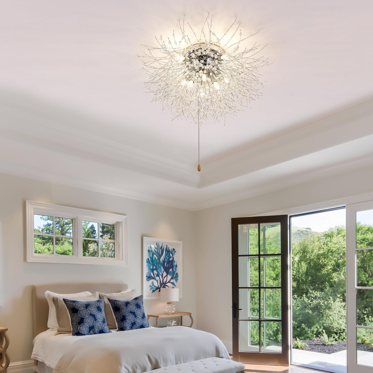 Lampadario Moderno In Cristallo A Soffitto 80 Cm Con LED Dimmerabili 116W, Telecomando E App, 3000-6000K, Per Soggiorno E Camera Da Letto, Cromato - 3