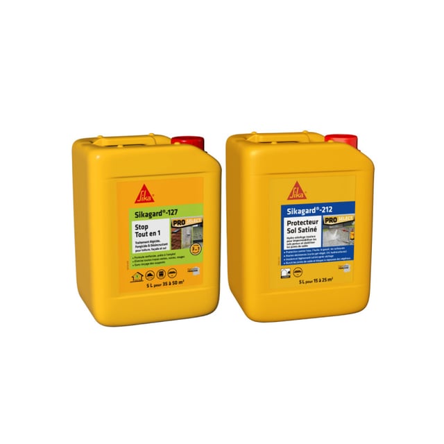 Pack Nettoyage et Protection Sol SIKA - Sikagard-127 Stop Tout en 1 5L - Sikagard-212 Protecteur Sol Satine 5L