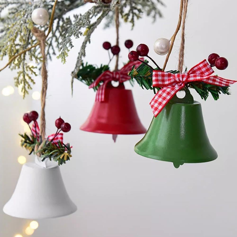 6 uds. Colgantes de campana de árbol de Navidad de Metal, accesorios decorativos, tamaños mixtos - 5