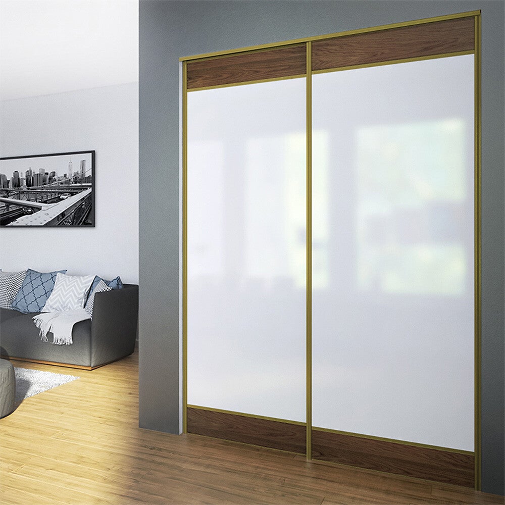 Kit SLID'UP 210 aluminium anodisé or pour 2 portes de placard coulissantes 16 mm - rail 1,8 m - 70 kg - 3