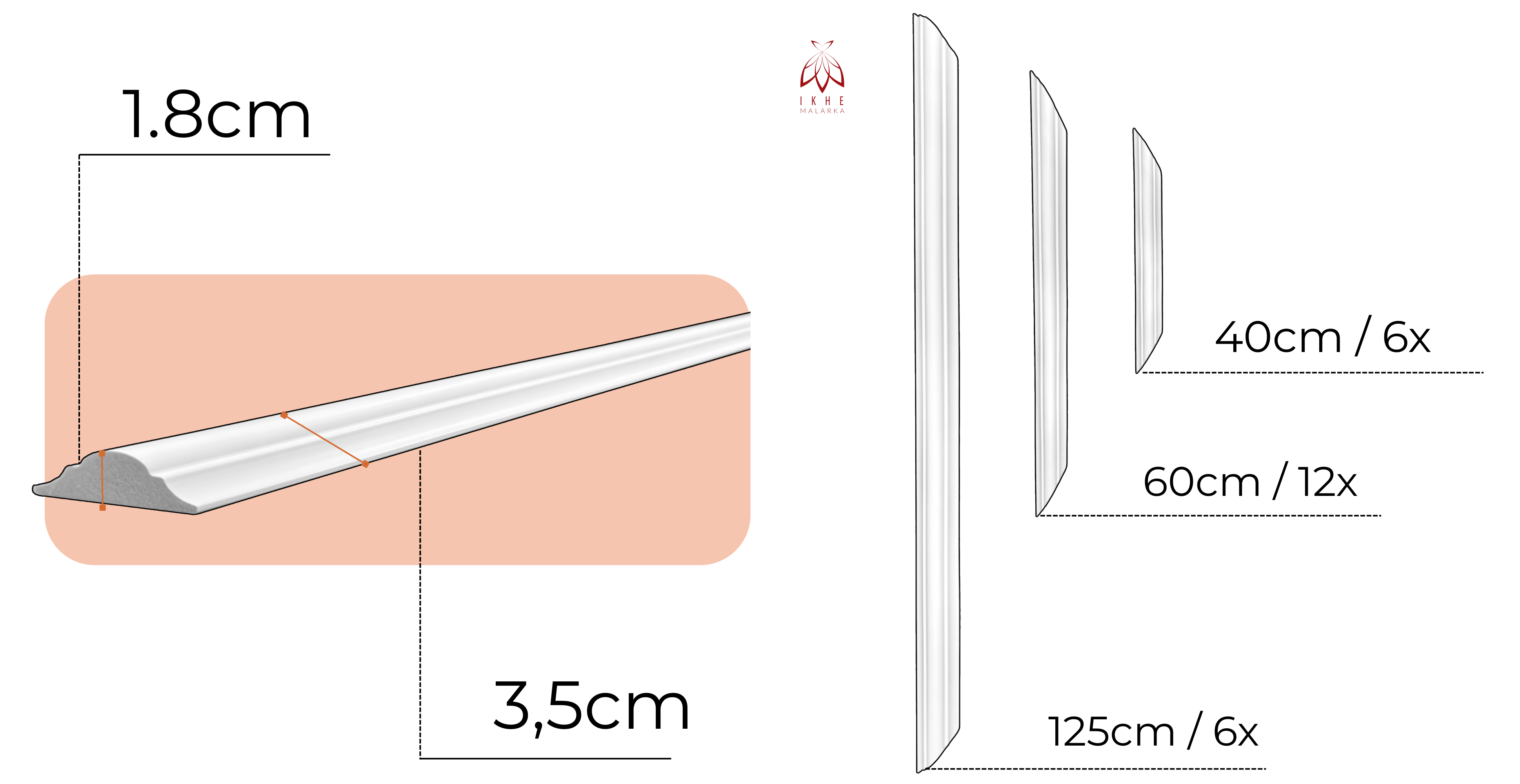 Set de moulures murales – Kit pour 6 cadres élégants en PS robuste, étanche, résistant et facile à poser – Design classique blanc JX88-W - 3