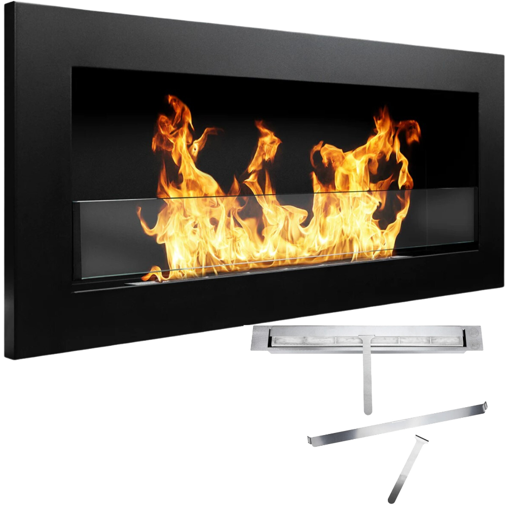 Cheminée murale au bioéthanol 25m2 BioFireplace 2.5kW Poêle
