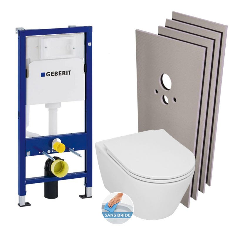 Pack WC Bati-support Geberit + WC sans bride Serel SP27 | Leroy Merlin