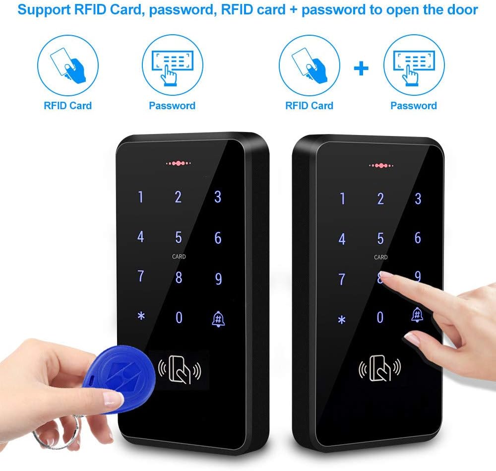 IP68 étanche Contrôle d'accès Clavier Extérieur RFID Clavier Contrôleur d'accès WG26 / 34 écran Tactile + 75 pcs Porte-clés - 5