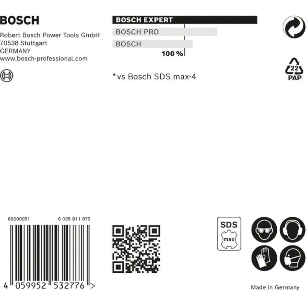 Foret béton Expert SDS max-8X D.12mm Lg utile L.600mm L.740mm SDS max 1 St.BOSCH - 2