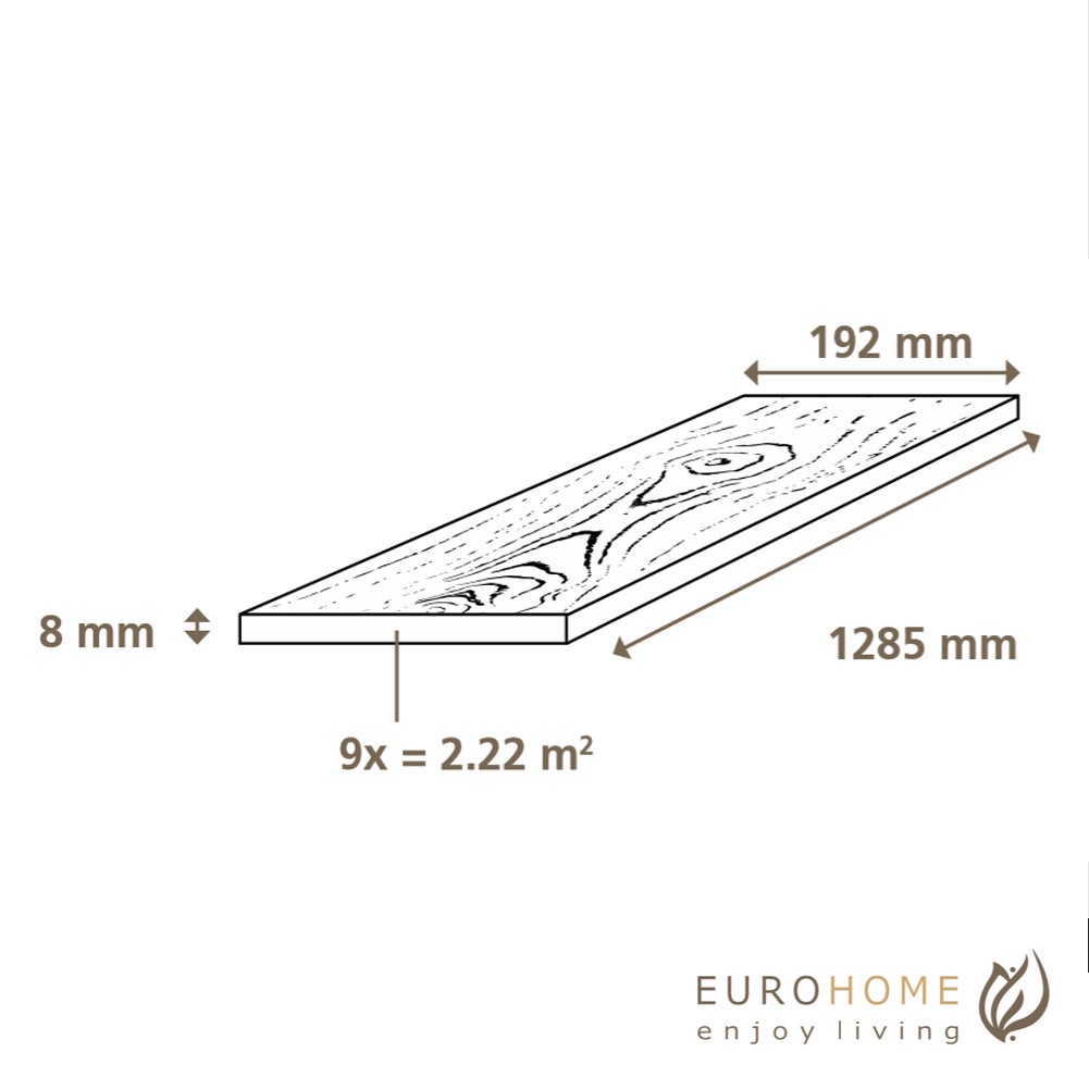 Sol stratifié effet parquet - 8 mm - chêne rude- boite de 9 lames - 2,22 m2 - EH LOFT 8222 - PEFC 70% - 5