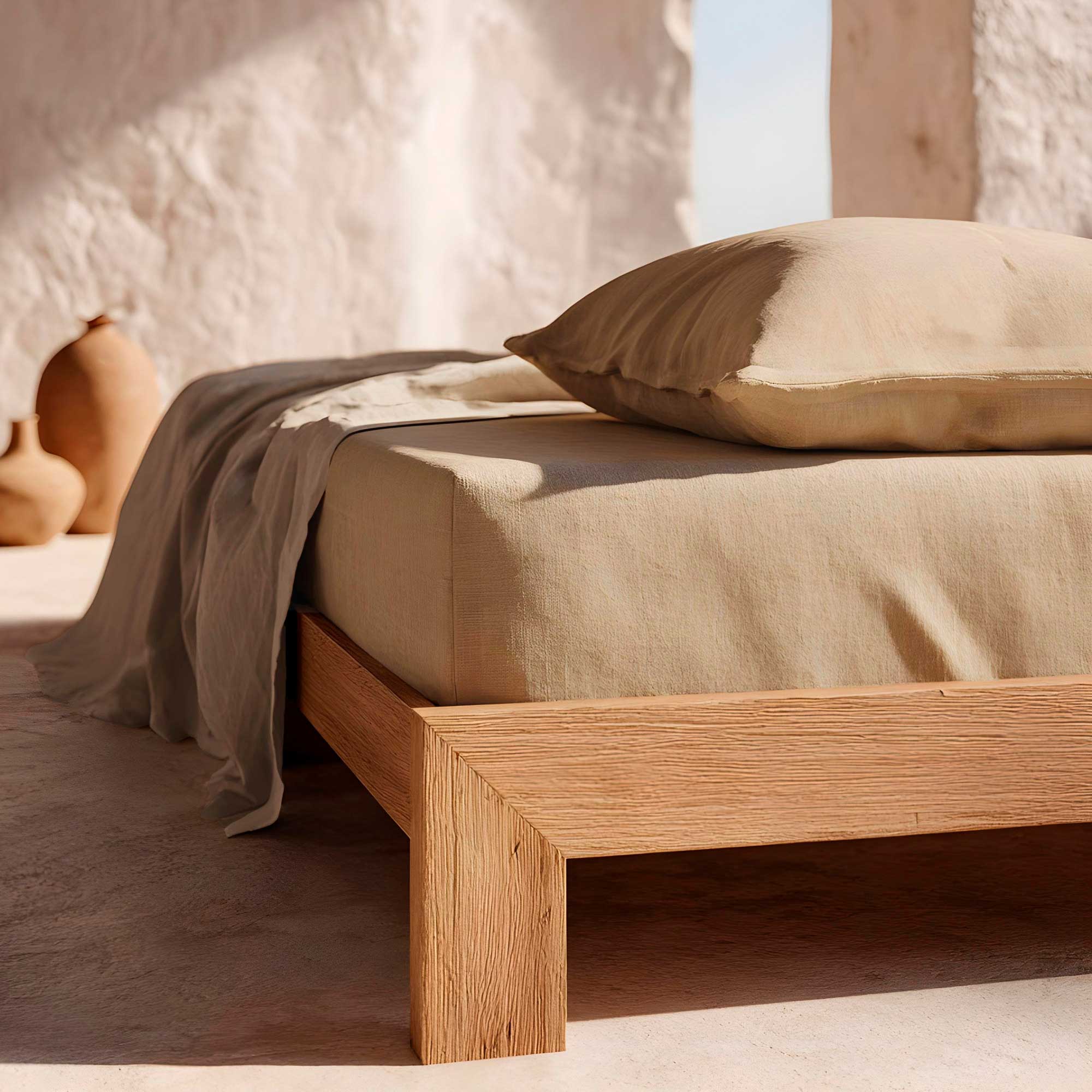 Lençol de baixo 160x200x30 cm 100% algodão respirável ajustável Linho - 2