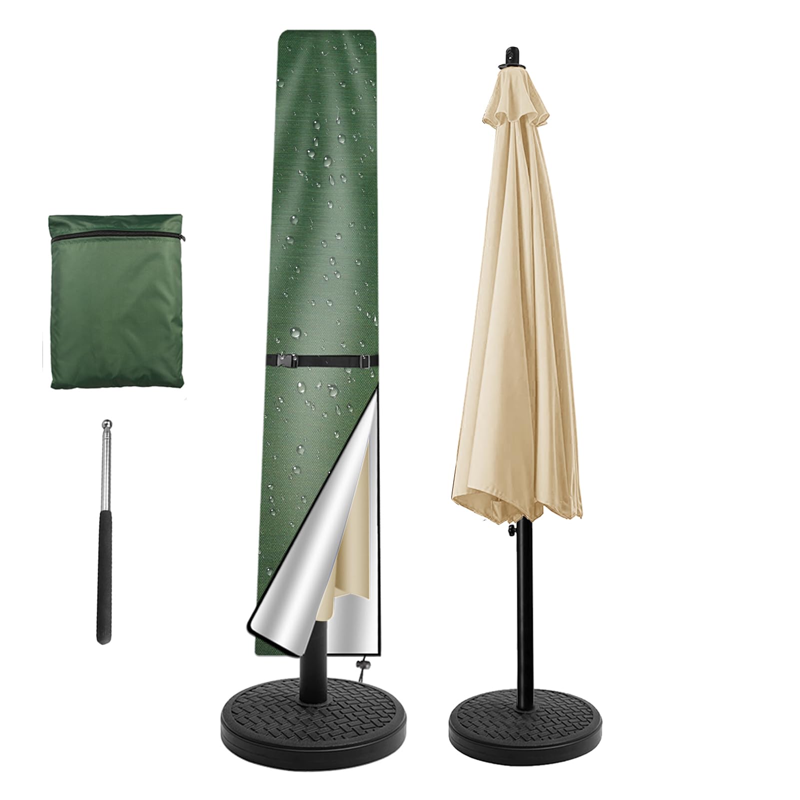 Pokrowiec ochronny na parasol ogrodowy 1,8-2,7 m, Oxford 420D, wodoodporny, odporny na promieniowanie UV, idealny do ogrodu