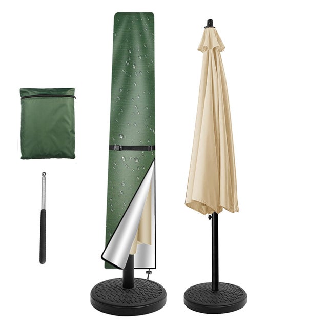 GEMITTO Housse Protection Parasol Jardin 240 Cm - Avec Perche Télescopique Et Bande Magique - Imperméable Anti-UV - 240 X 57 X 57 Cm