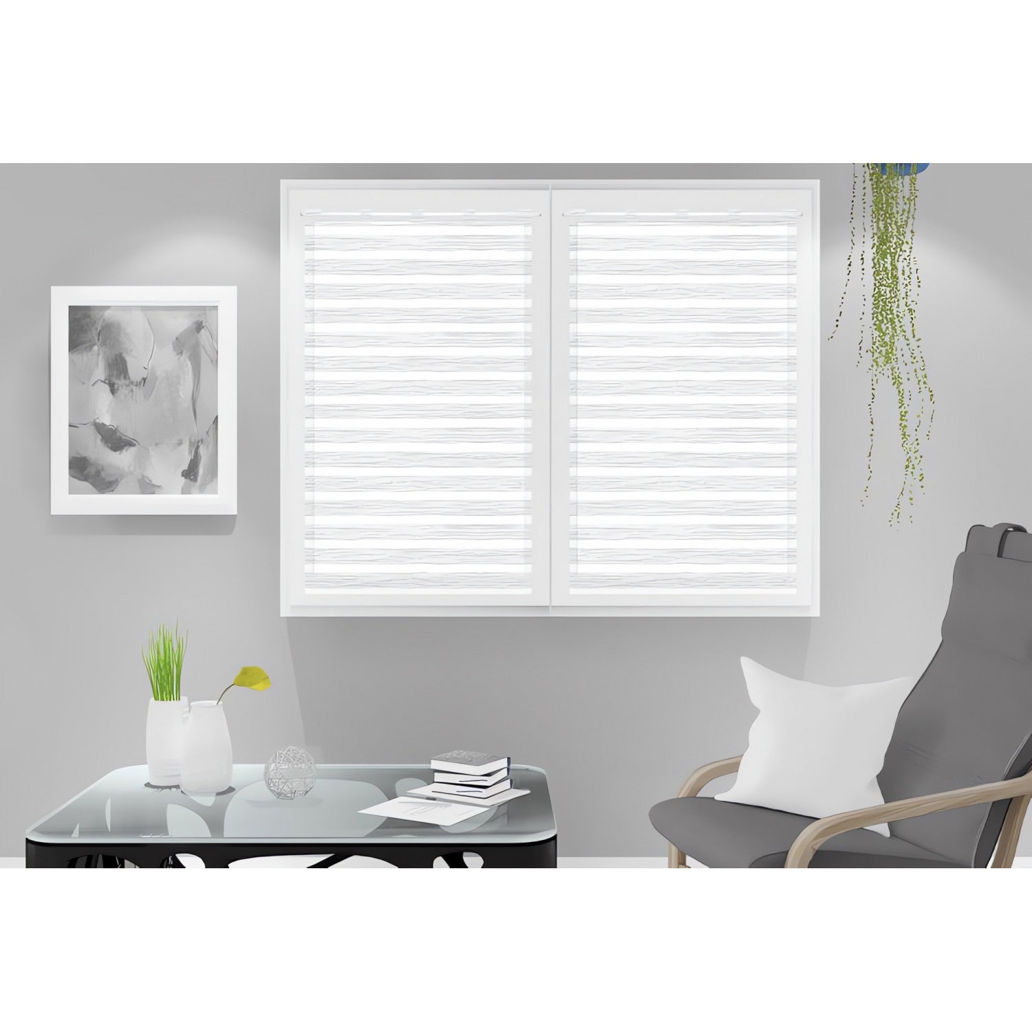 Brise-bise Voilage LOUANE 60x120cm - Motif Végétal Dévoré - Blanc - 100% Polyester - Pour Fenêtre Salle De Bain