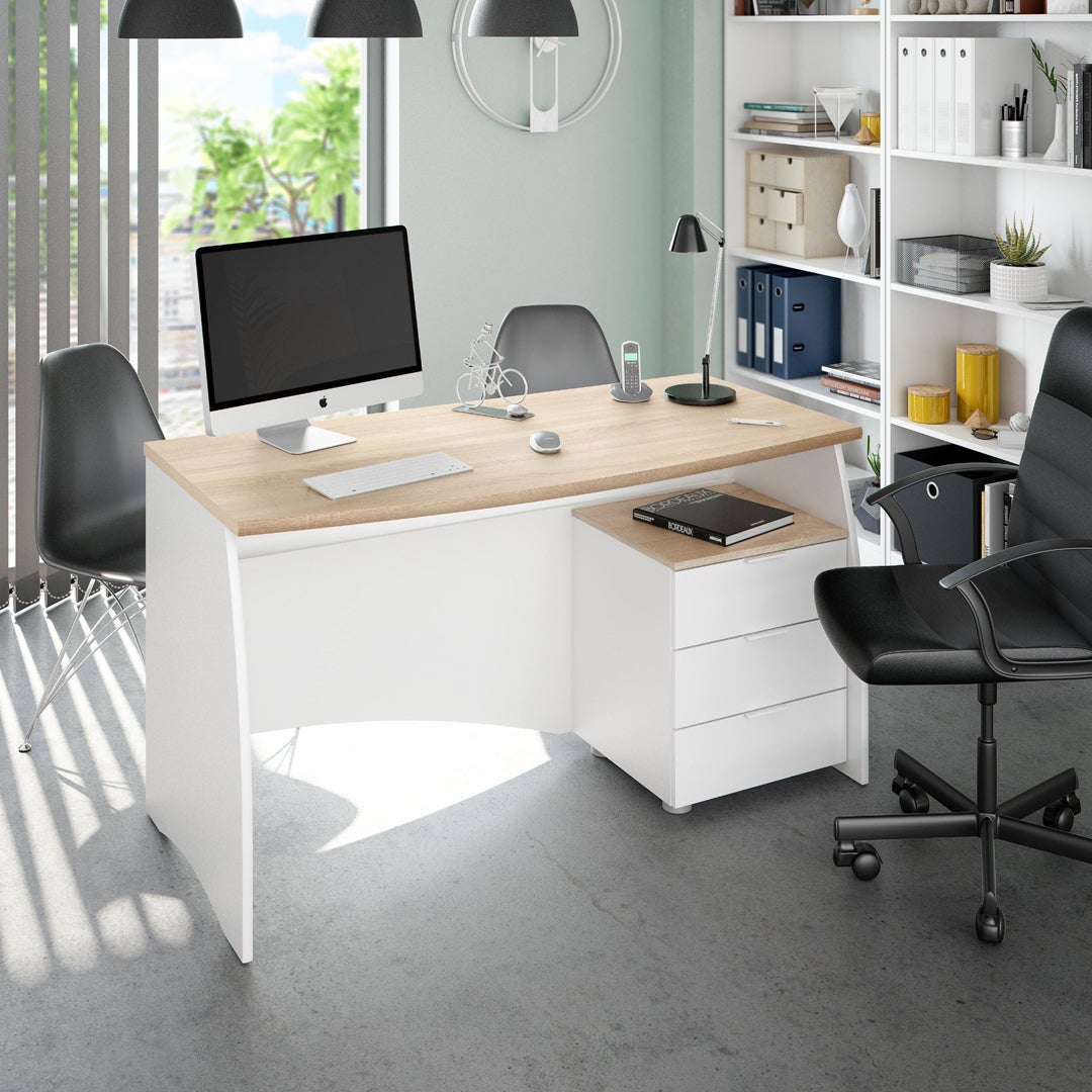 Secretária Stil Buc 3 gavetas Blanco Artik (Blanco Mate) - Roble Canadian 136 x 74 x 67 cm - 8