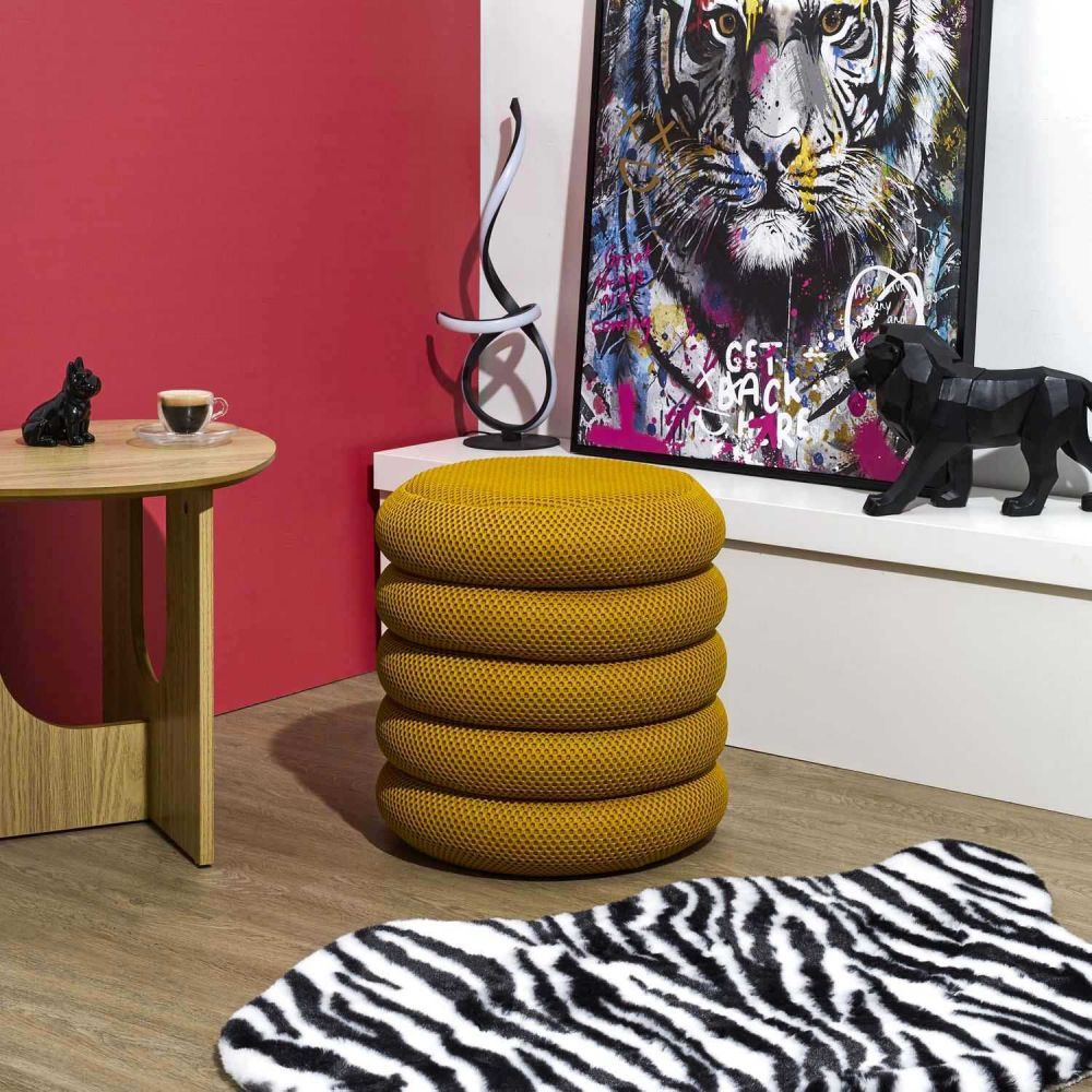 Pouf - Home Deco Factory - Atome - Rangement - Jaune - 5