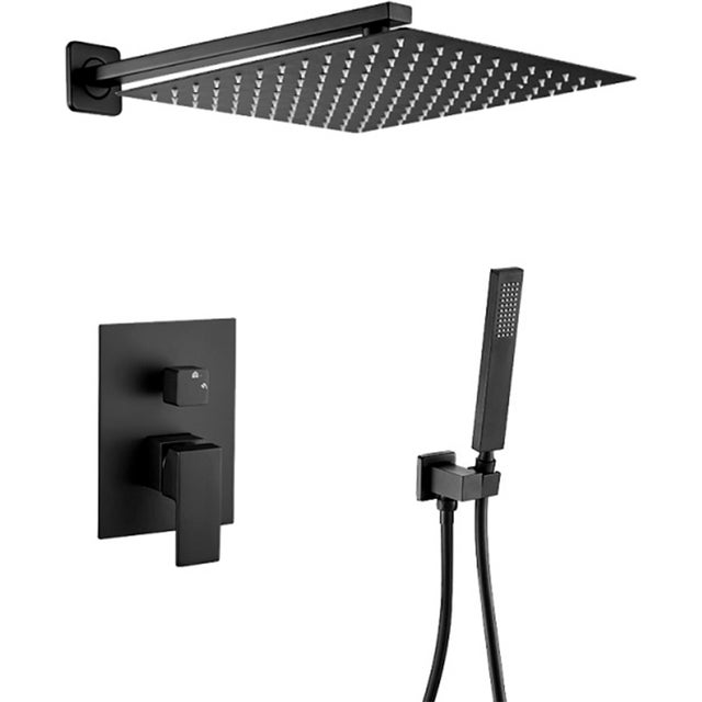 Valaz Ducha empotrada monomando a pared cuadrada negro mate - Serie Tajo - 30cm