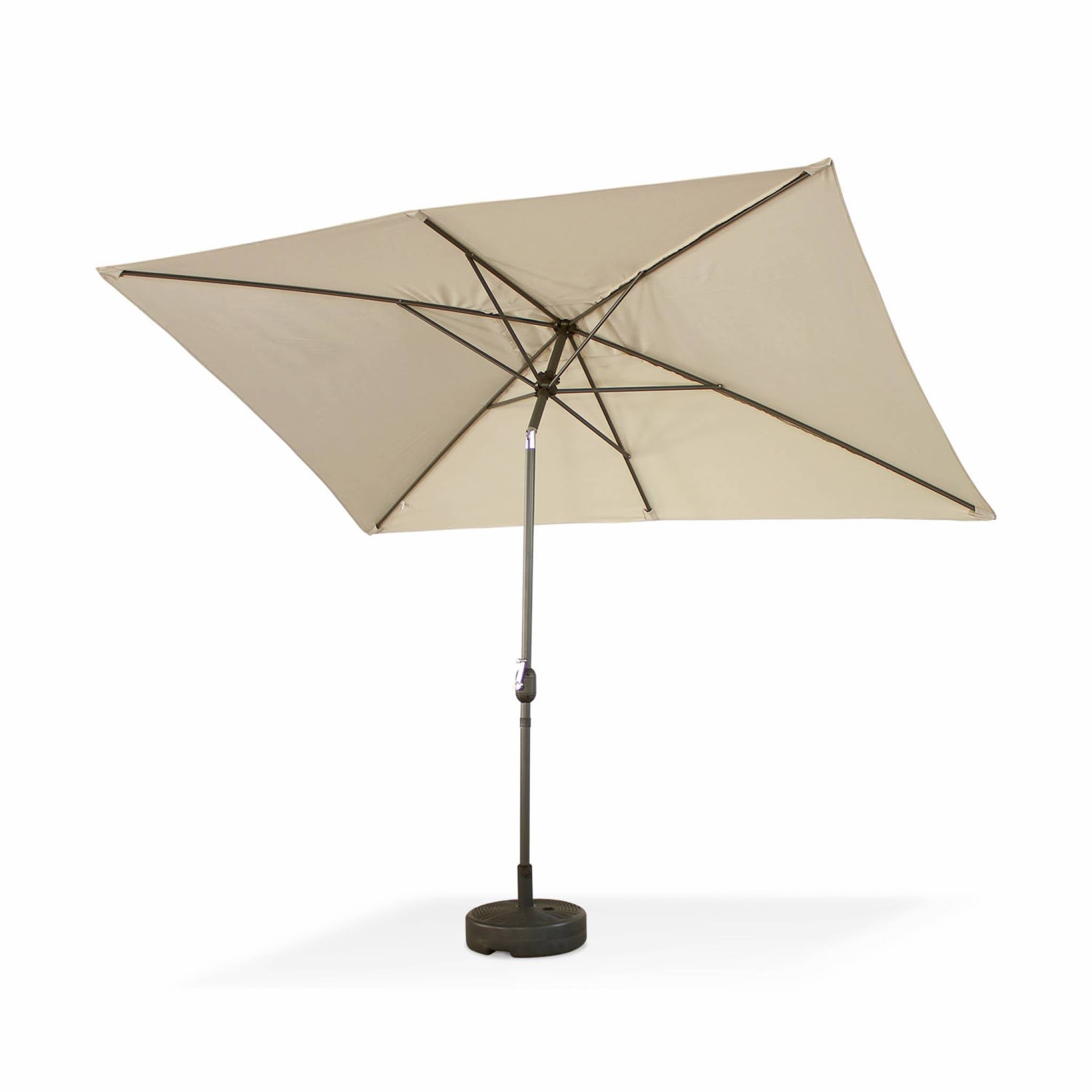 Parasol droit rectangulaire 2x3m - Touquet Sable - mât central en aluminium orientable et manivelle d'ouverture TOUQUET - 3