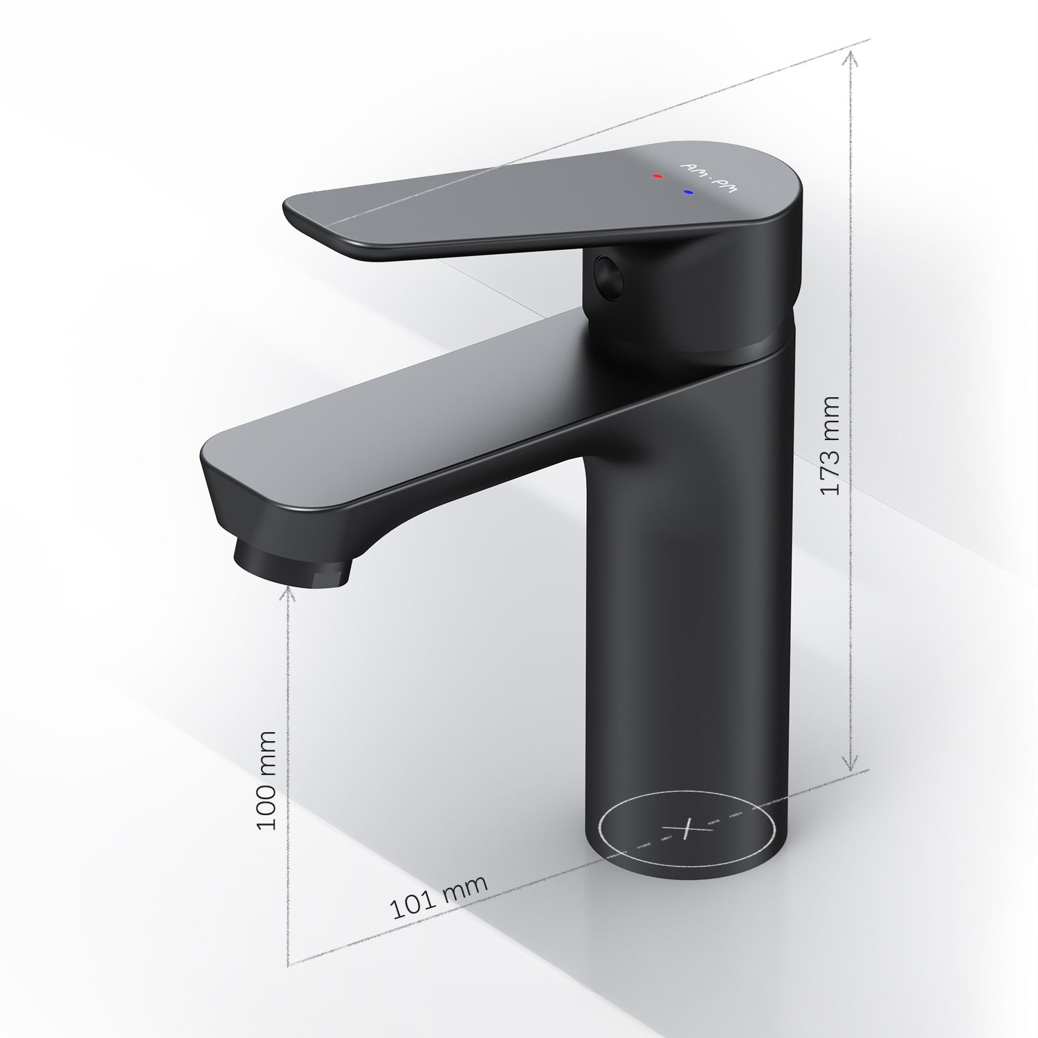 Mitigeur de Lavabo, Robinet de Lavabo avec bonde clic clac, Noir, taille M, FTA82222 AM.PM - 8