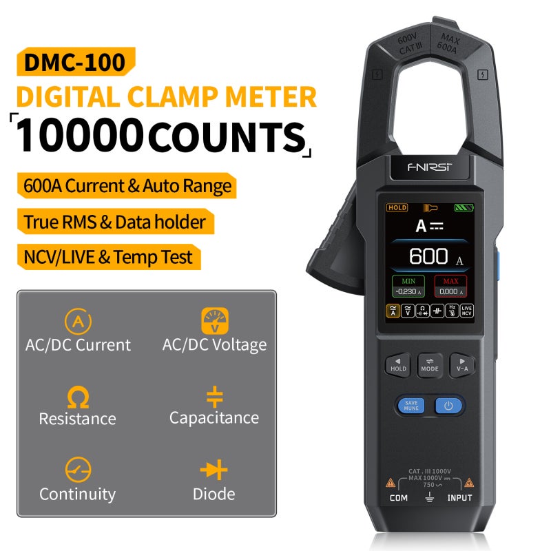 Pince ampèremétrique numérique 10&nbsp;000 points 600&nbsp;A CC/CA, ampèremètre sans contact, outils électriques - 4