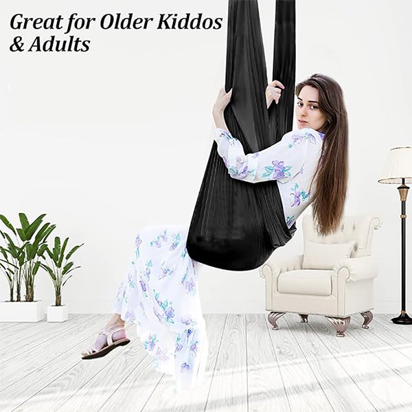 Chaise hamac balançoire bordeaux pour enfants et adultes, hamac de yoga intérieur et extérieur, hamac suspendu avec kit pivotant à 360° - 280 x 150 cm - 2