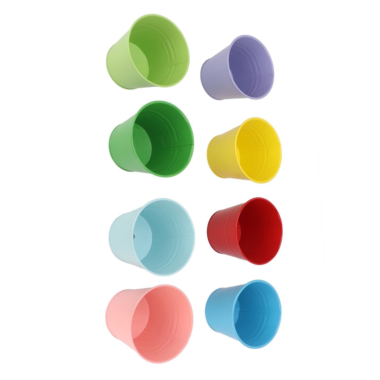 Set di 8 vasi da appendere, vasi decorativi colorati in ferro con ganci staccabili per ringhiere, recinzioni e balconi - 3
