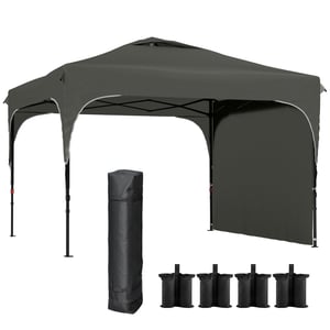 Tonnelle pop-up barnum pliant 3 x 3 x 2,65 m avec sacs acier toile gris