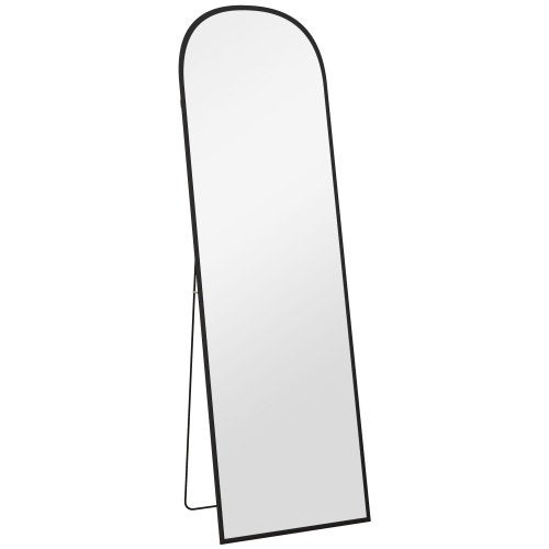 Espejo De Cuerpo Entero 161x52 Cm - Marco Aluminio, Vidrio Templado, Para Dormitorio, Salón, Negro Madison