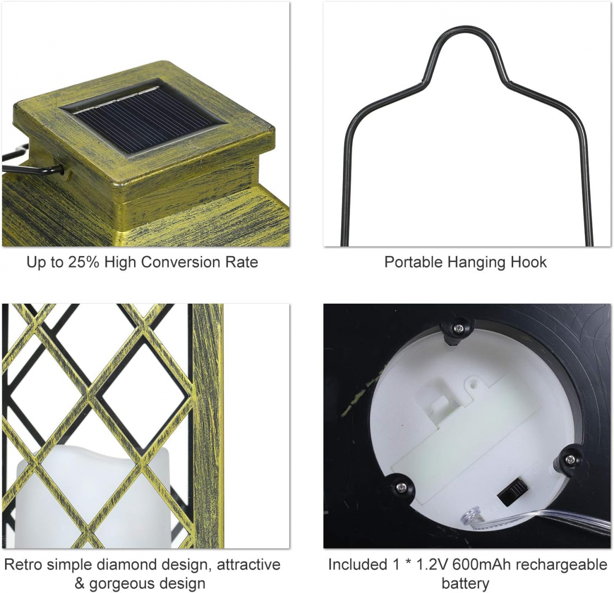 Linterna solar Lote de 2 linternas solares con efecto de vela Iluminación solar para exteriores Decoración de jardín Linterna solar con vela - 3