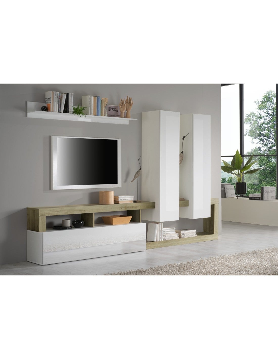 Ensemble De Meubles De Salon Moderne Slavic – 4 éléments, Meuble TV, étagères, Design Sans Poignées - 8
