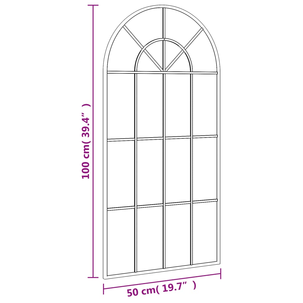 Miroir mural，Miroir Entrée Maison Salle de Bain，Décoration Miroir noir 50x100 cm arche fer923456 - 7