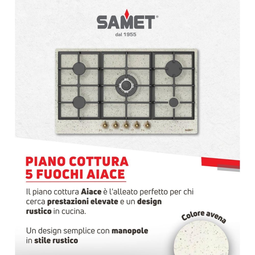 Piano cottura 5 fuochi da 90 cm avena Aiace Samet - 3
