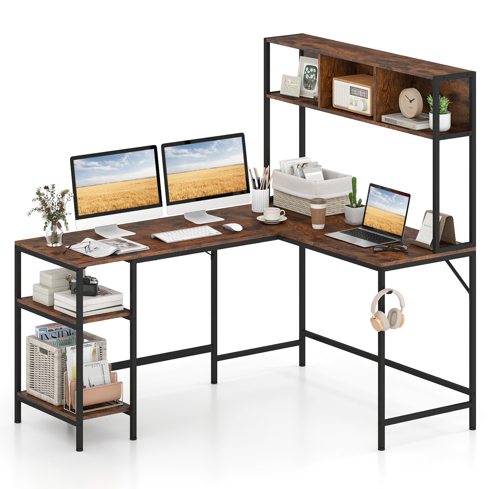 JYNXOR Set Di 2 Supporti Regolabili Per Cuffie Con Gancio, Per Scrivania, Borse E Chiavi, Installazione A Morsetto Da 1-4.5cm, In Metallo