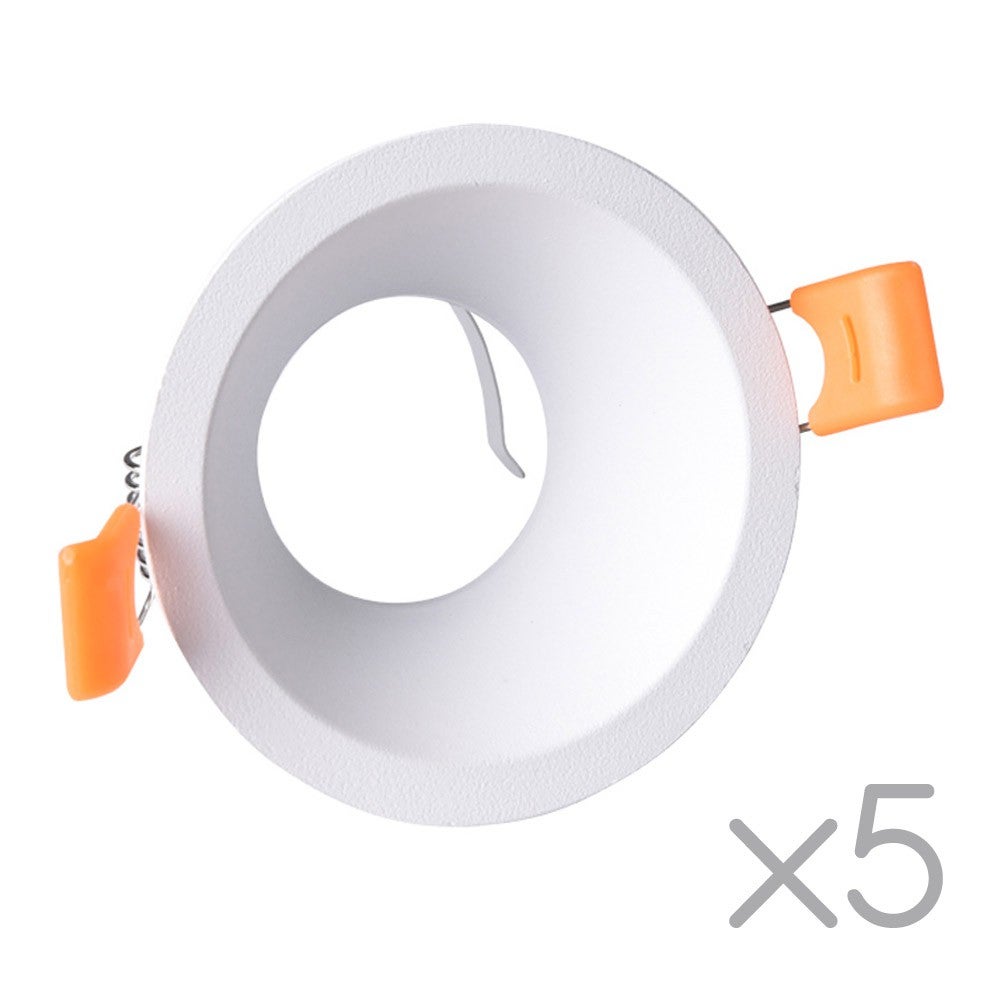 Zestaw 5 białych okrągłych oprawek wpuszczanych Comfort z oprawką żarówki GU10 Ø8,1 cm